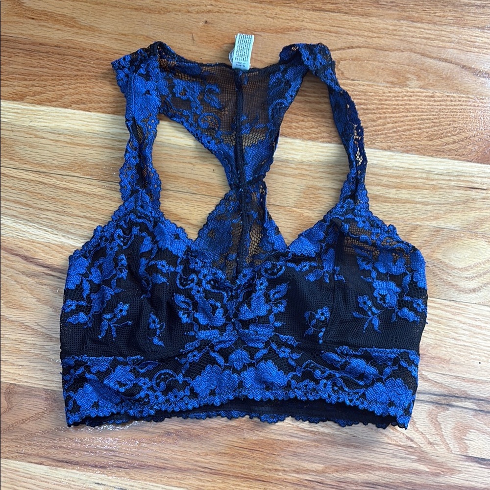 Lace Bralette in Blue and Black